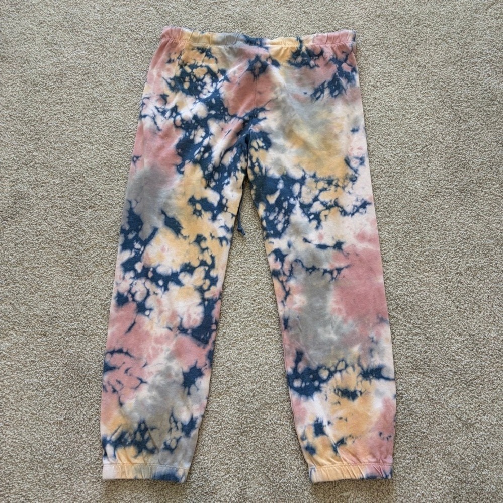 Free People Tie-Dye Track Pants in Navy, Pink, Yellow - Picture 7 of 12